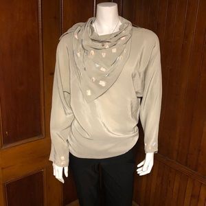 Taupe women blouse with scarf